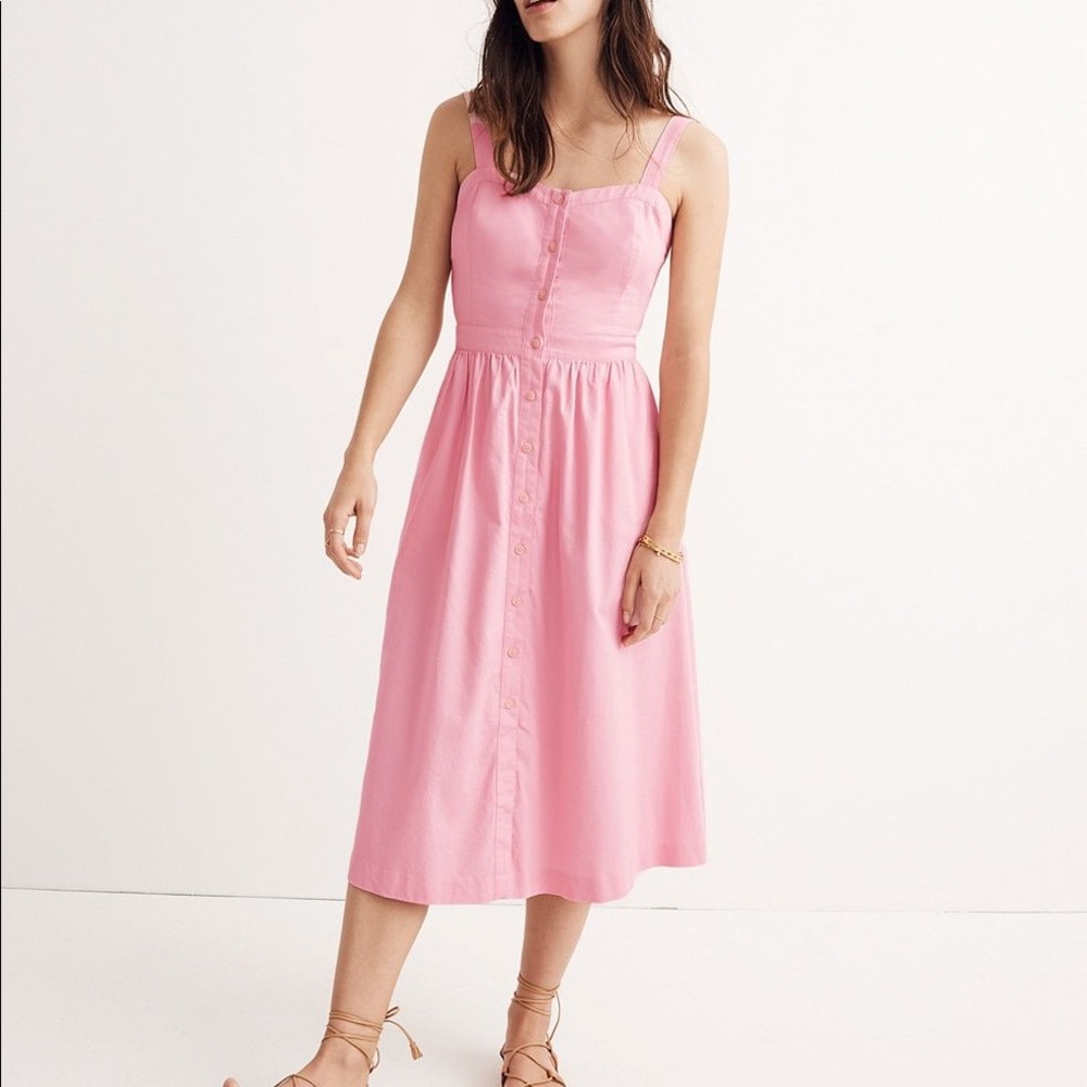 Madewell pink fleur back dress